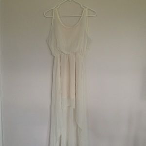 cream chiffon high-low dress
